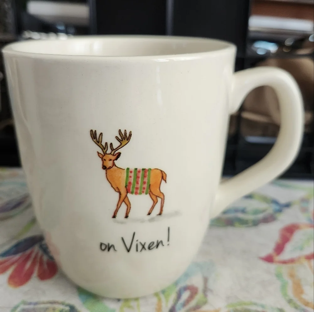 Rae Dunn Festive On Vixen Reindeer Mug - Cream - Picture 8 of 8
